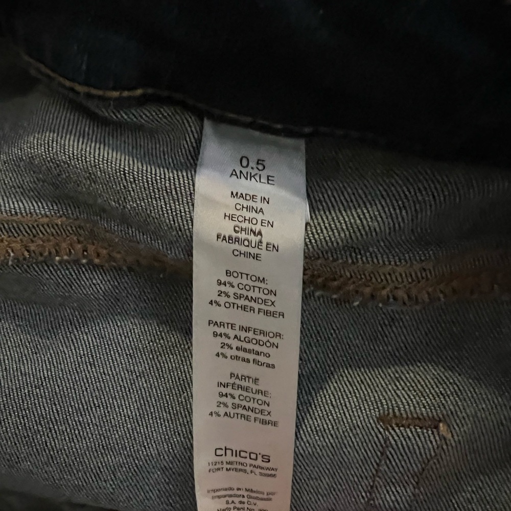Chico's Dark Blue Embellished Skinny Jeans - Picture 4 of 4